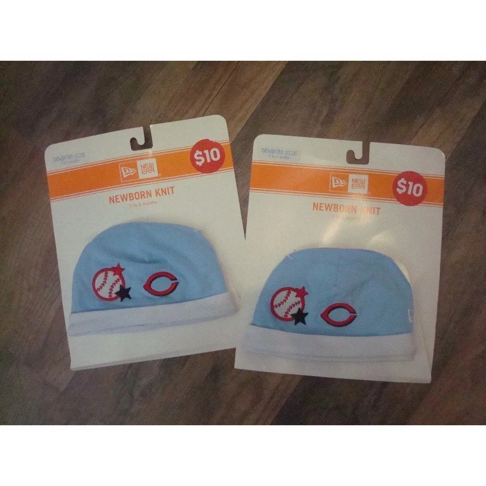 2PC‎ LOT CAP BABY CINCINNATI REDS HAT BEANIE KNIT DEADSTOCK  VINTAGE TT3